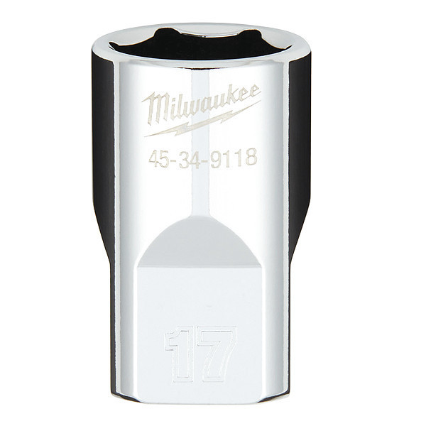 Milwaukee Tool 1/2 in. Drive 17mm Metric 6-Point Socket with FOUR FLAT Sides 45-34-9118