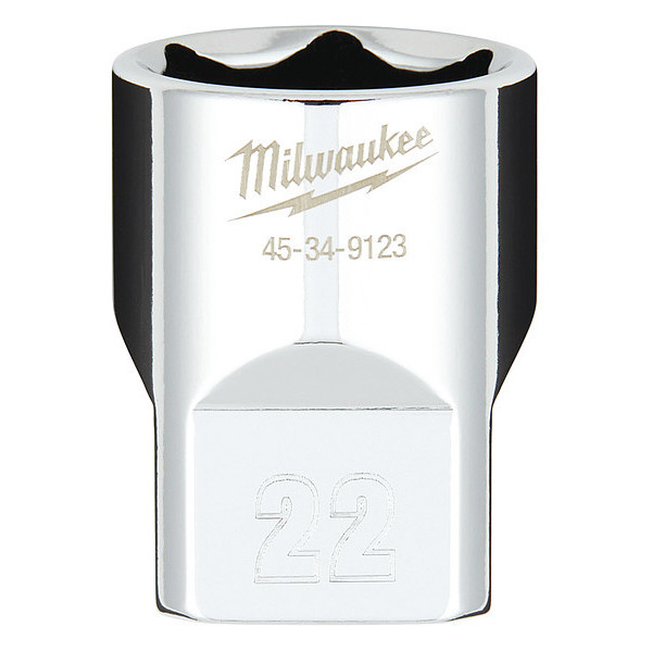 Milwaukee Tool 1/2 in. Drive 22mm Metric 6-Point Socket with FOUR FLAT Sides 45-34-9123
