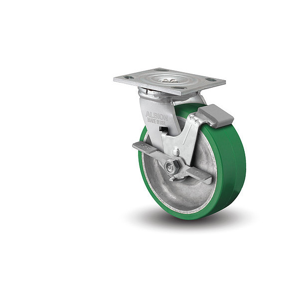 Albion 4" X 2" Non-Marking Polyurethane Swivel Caster, Face Brake, Loads Up To 700 lb 16PD04201SFBA