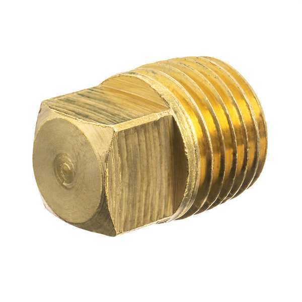 Zoro Select Brass Square Head Plug, Male NPT ZUSA-PF-10579