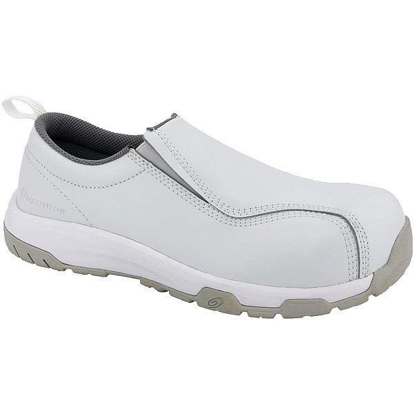 Nautilus Safety Footwear Loafer Shoe, M, 9 1/2, White, PR 1607-9.5R