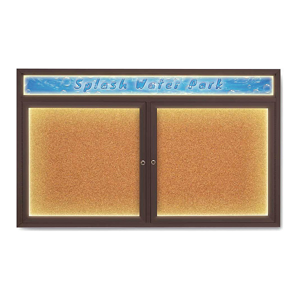 United Visual Products Corkboard, Cork Backing/Bronze, 60" x 36" UV452HILED-BRONZE-CORK