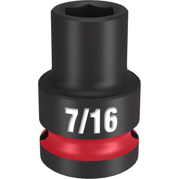 Milwaukee Tool 1/2" Drive Standard Impact Socket 7/16 in Size, Standard Socket, Black Phosphate 49-66-6201