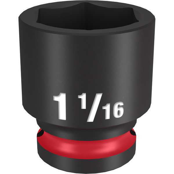 Milwaukee Tool 1/2" Drive Standard Impact Socket 1 1/16 in Size, Standard Socket, Black Phosphate 49-66-6211