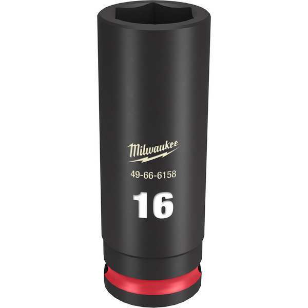 Milwaukee Tool 3/8" Drive Deep Impact Socket 16 mm Size, Deep Socket, Black Phosphate 49-66-6158