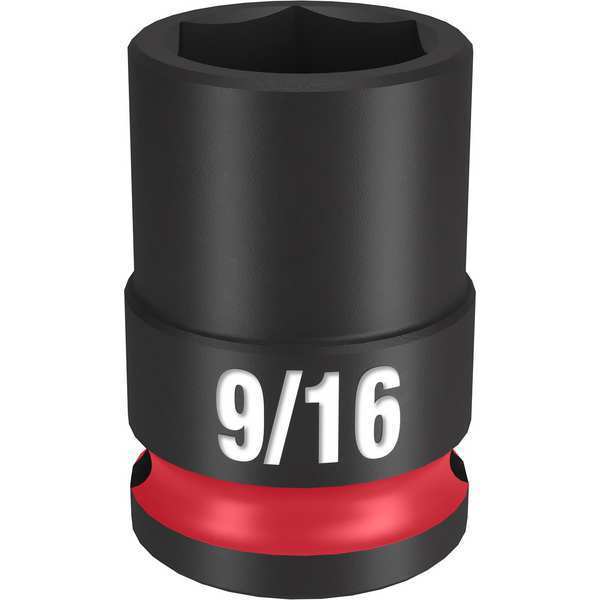 Milwaukee Tool 3/8" Drive Standard Impact Socket 9/16 in Size, Standard Socket, Black Phosphate 49-66-6107