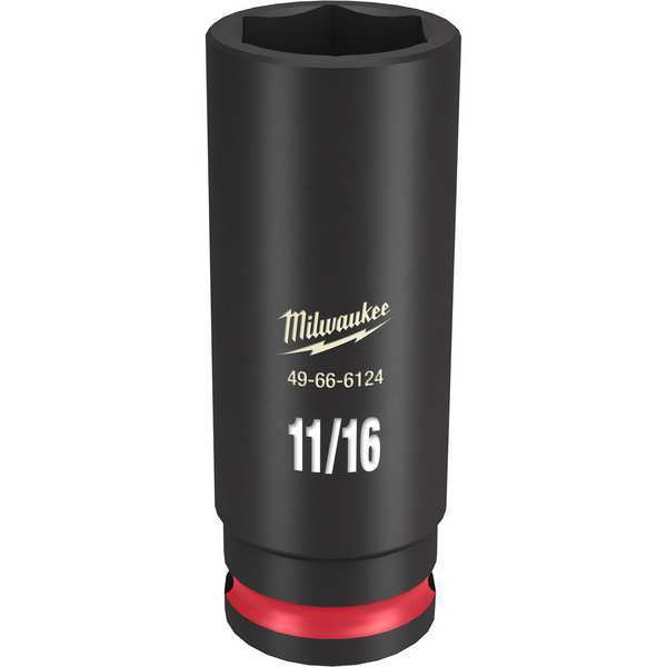 Milwaukee Tool 3/8" Drive Deep Impact Socket 11/16 in Size, Deep Socket, Black Phosphate 49-66-6124