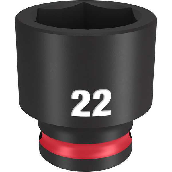 Milwaukee Tool 3/8" Drive Standard Impact Socket 22 mm Size, Standard Socket, Black Phosphate 49-66-6145