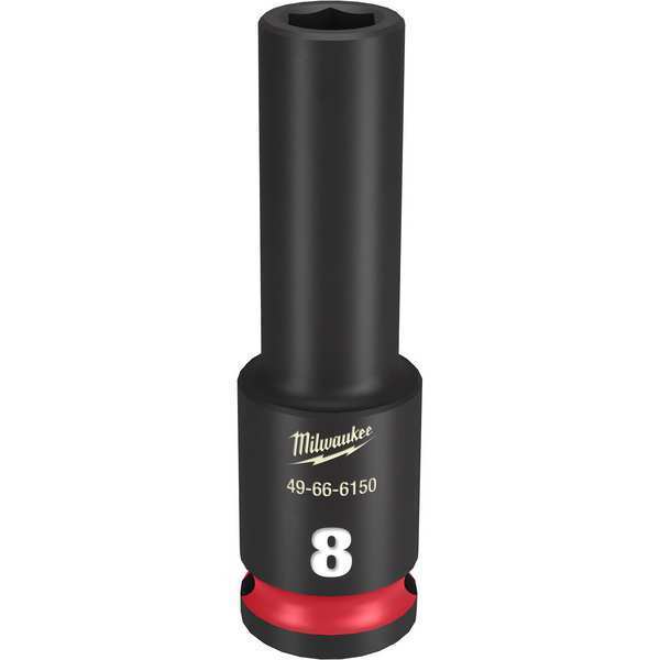 Milwaukee Tool 3/8" Drive Deep Impact Socket 8 mm Size, Deep Socket, Black Phosphate 49-66-6150