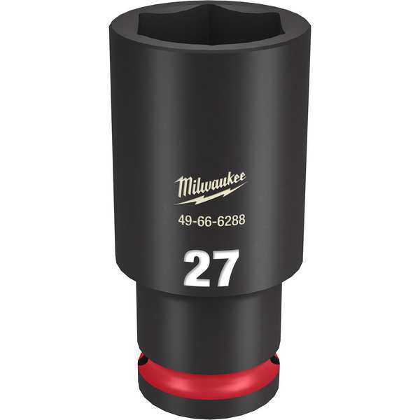 Milwaukee Tool 1/2" Drive Deep Impact Socket 27 mm Size, Deep Socket, Black Phosphate 49-66-6288