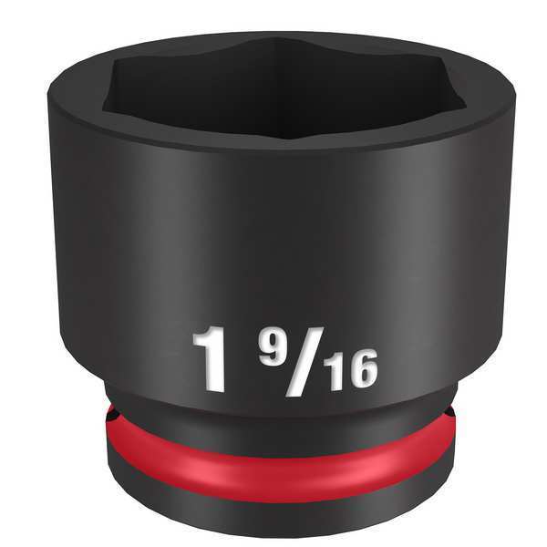 Milwaukee Tool 1/2" Drive Standard Impact Socket 1 9/16 in Size, Standard Socket, Black Phosphate 49-66-6219