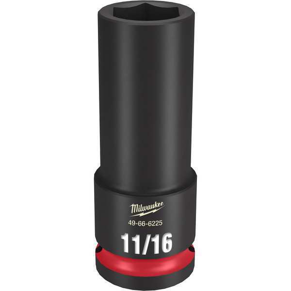 Milwaukee Tool 1/2" Drive Deep Impact Socket 11/16 in Size, Deep Socket, Black Phosphate 49-66-6225