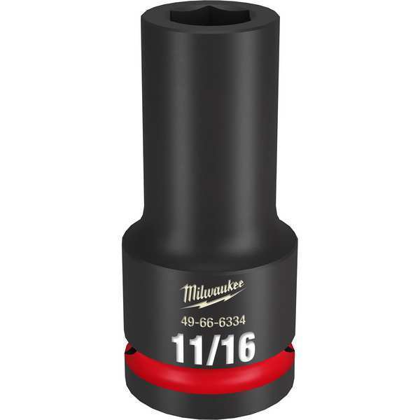 Milwaukee Tool 3/4" Drive Deep Impact Socket 11/16 in Size, Deep Socket, Black Phosphate 49-66-6334