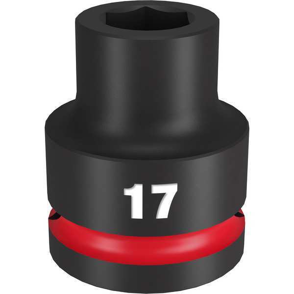 Milwaukee Tool 3/4" Drive Standard Impact Socket 17 mm Size, Standard Socket, Black Phosphate 49-66-6356