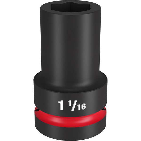 Milwaukee Tool 1" Drive Deep Impact Socket 1 1/16 in Size, Deep Socket, Black Phosphate 49-66-6505