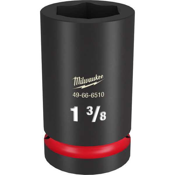 Milwaukee Tool 1" Drive Deep Impact Socket 1 3/8 in Size, Deep Socket, Black Phosphate 49-66-6510