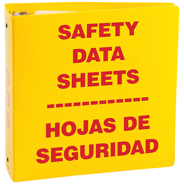 Brady Data Safety Sheets Binder, 11x3", Yellow 2027