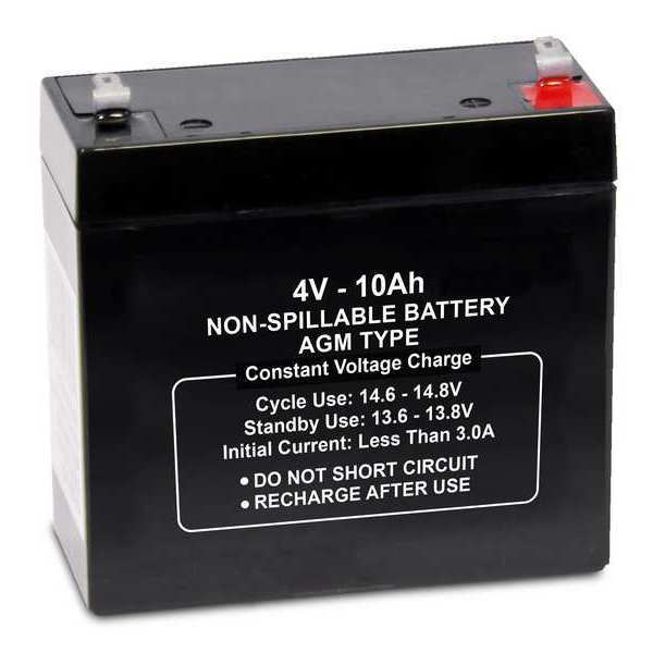 Zoro Select Sealed Lead Acid Battery, 4VDC, 10Ah 47028