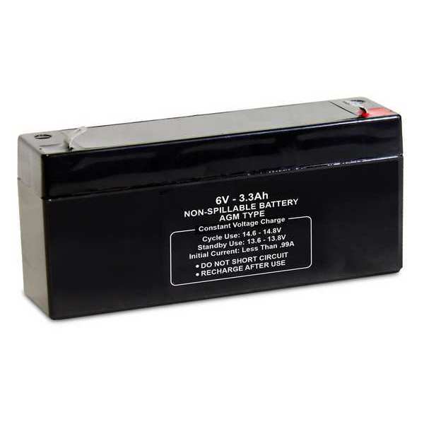 Zoro Select Sealed Lead Acid Battery, 6VDC, 3.3Ah 47029