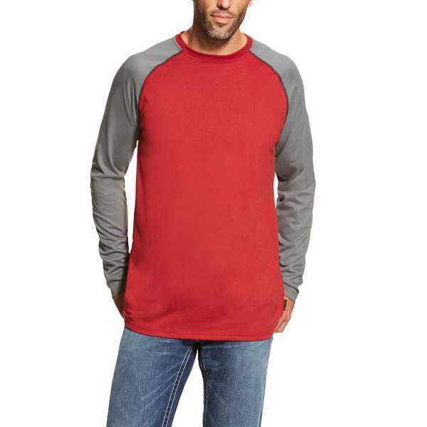 Ariat FR Crew Longsleeve Tee, Red, 2XL 10019028