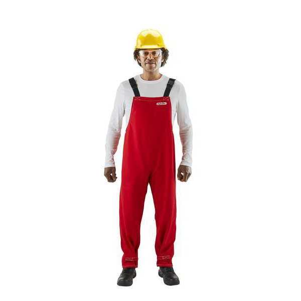 Ansell Bib Overall, Chemical Resistant, Red, M 66-662