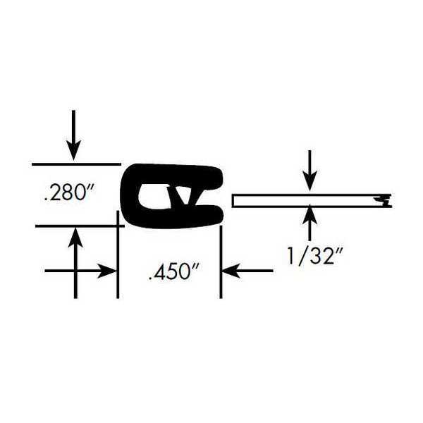 Fairchild Edge Grip Seal, PVC, 50 ft Length, 0.28 in Overall Width, Style: Edge Trim 0341-50