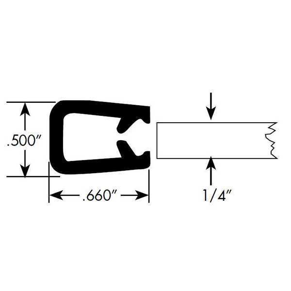 Fairchild Edge Grip Seal, PVC, 10 ft Length, 0.5 in Overall Width, Style: Edge Trim 0343-10