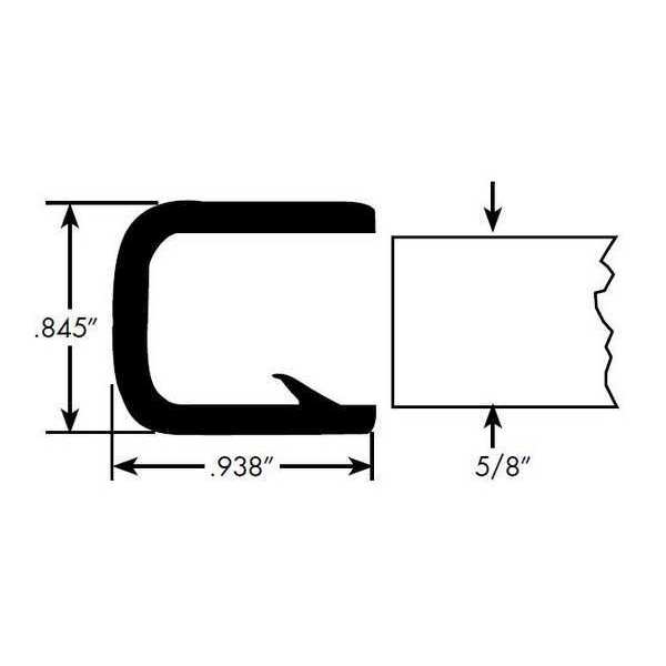 Fairchild Edge Grip Seal, PVC, 50 ft Length, 0.845 in Overall Width, Style: Edge Trim 1837-50