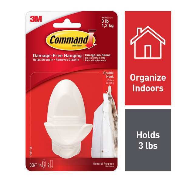 Command Command Hook, Plastic, White,  17087-ES