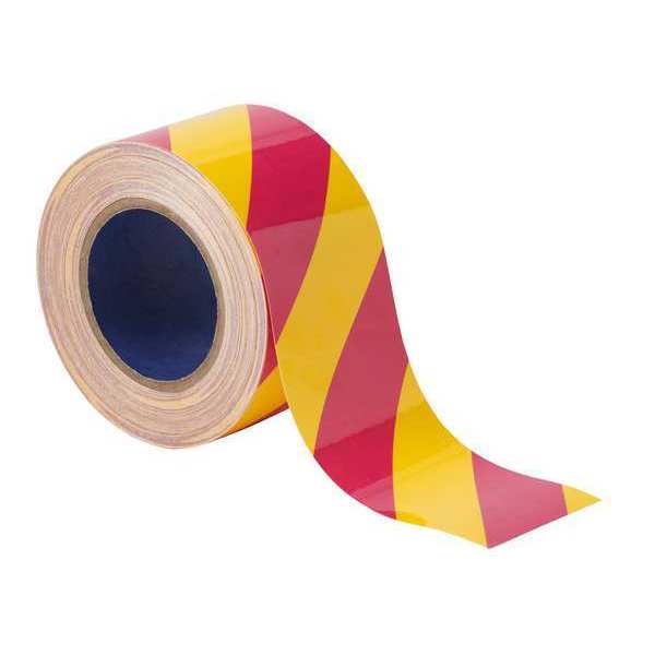 Brady Floor Tape, Pink/Yellow, 3 inx100 ft, Roll 170001