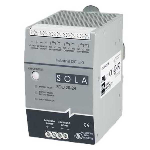 Solahd UPS System, 480VA, 0 Outlets, DIN Rail/Chassis, Out: 22.5V DC , In:22.5V DC SDU2024B