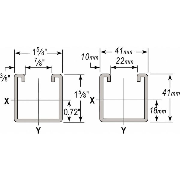 Wesanco PG 1-5/8x1-5/8", Solid Strut, 60" W200PG60IN