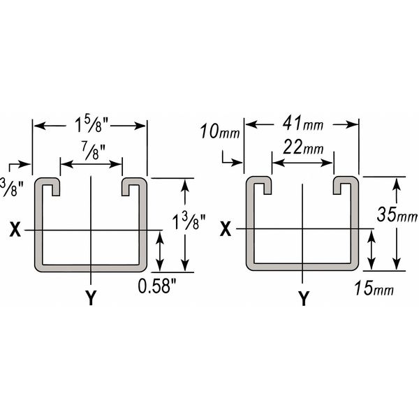 Wesanco Strut, 316, 1-5/8x1-3/8", 10 ft. W300ST31610