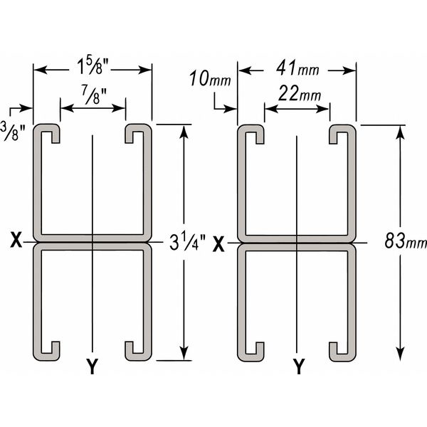 Wesanco PG Strut, Combo, SS, 1-5/8x3-1/4", 10 ft. W201SSHG10