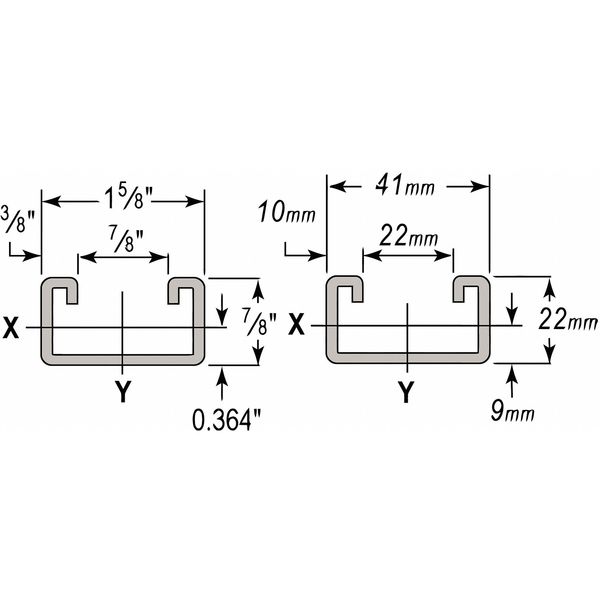 Wesanco Strut, 316, 1-5/8x7/8", 20 ft. W900ST31620