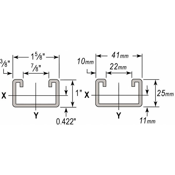 Wesanco PG Strut, w/Holes, 1-5/8x1", 20 ft. W800HPG20