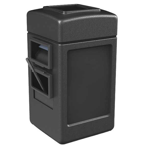 Commercial Zone Products 45 gal Square Trash Can, Black, 18 1/2 in Dia, Plastic 755101