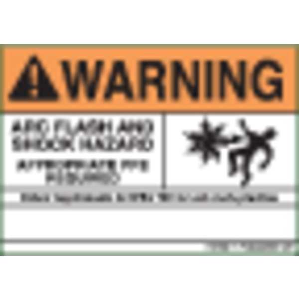 Panduit Sign, Warning Arc Flash, Orange/White, PK5, PVS0305W2102Y PVS0305W2102Y