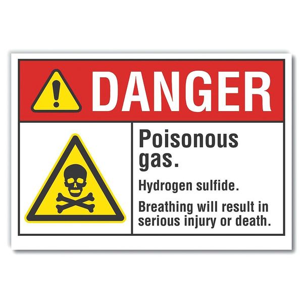 Lyle Danger Sign, 10 in H, 14 in W, Non-PVC Polymer, Horizontal Rectangle, English, LCU4-0032-ED_14x10 LCU4-0032-ED_14x10