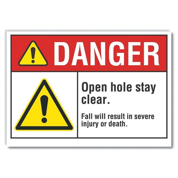 Lyle Danger Sign, 10 in H, 14 in W, Non-PVC Polymer, Horizontal Rectangle, English, LCU4-0056-ED_14x10 LCU4-0056-ED_14x10