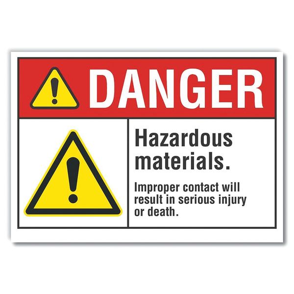 Lyle Hazardous Materials Danger Label, 10 in H, 14 in W, Polyester, Horizontal, LCU4-0063-ND_14X10 LCU4-0063-ND_14X10