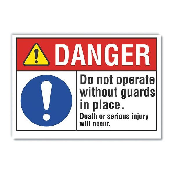 Lyle Danger Sign, 3 1/2 in Height, 5 in Width, Polyester, Horizontal Rectangle, English LCU4-0083-ND_5X3.5