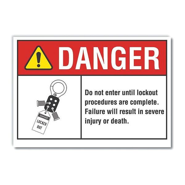 Lyle Lockout Tagout Danger Label, 10 in Height, 14 in Width, Polyester, Horizontal Rectangle, English LCU4-0162-ND_14X10
