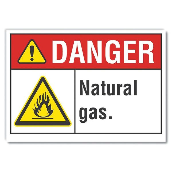 Lyle Natural Gas Danger Reflective Label, 3 1/2 in H, 5 in W, English, LCU4-0019-RD_5X3.5 LCU4-0019-RD_5X3.5