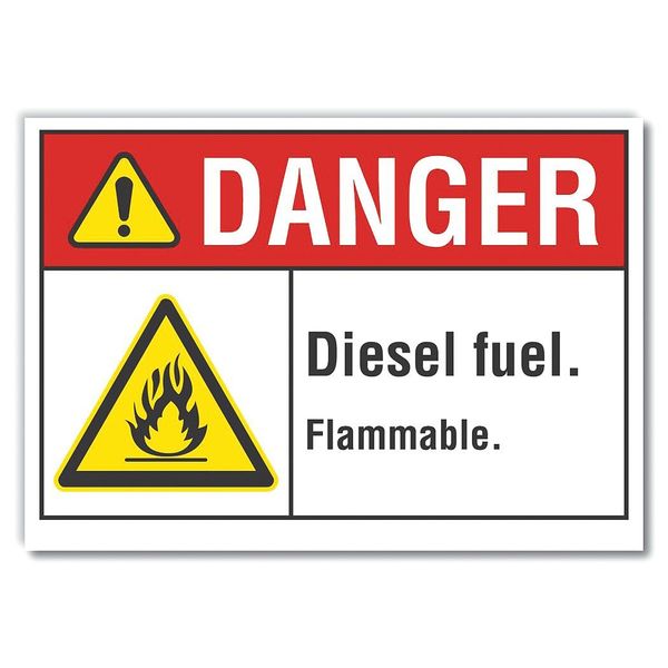 Lyle Danger Sign, 10 in H, 14 in W, Non-PVC Polymer, Horizontal Rectangle, English, LCU4-0012-ED_14x10 LCU4-0012-ED_14x10