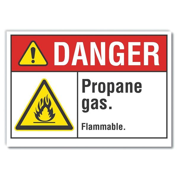 Lyle Propane Danger Reflective Label, 3 1/2 in H, 5 in W, English, LCU4-0013-RD_5X3.5 LCU4-0013-RD_5X3.5