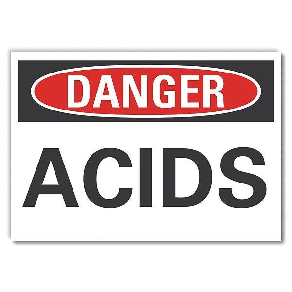 Lyle Acid Danger Label, 3 1/2 in H, 5 in W, Polyester, Horizontal Rectangle, English, LCU4-0299-ND_5X3.5 LCU4-0299-ND_5X3.5