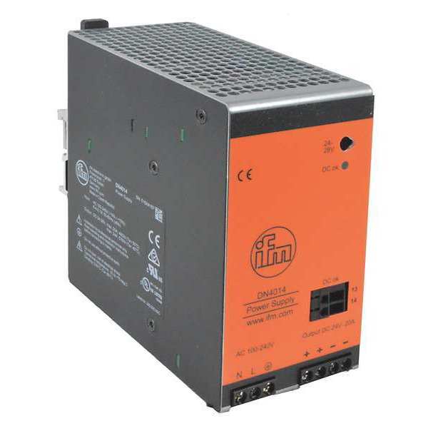 Ifm Power Supply, 100 to 240V AC, 24V DC, 480W, 20A, DIN Rail DN4014