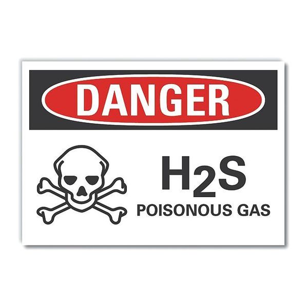 Lyle H(2)S Poisonous Gas Danger Label, 10 in H, 14 in W, Polyester, Horizontal, LCU4-0220-ND_14X10 LCU4-0220-ND_14X10