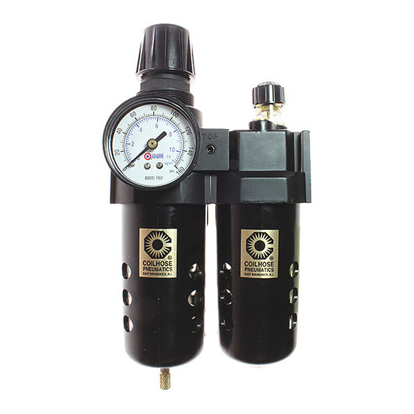 Coilhose Pneumatics F/R/L Trio W/Drain Gage Metal Bowl 5 Micron Elemnt 3/4" CO 27FCL6-G